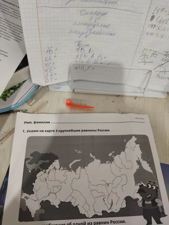 Укажи на карте 3 крупнейшие равнины России.