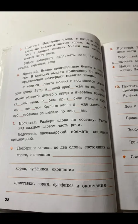 Прочитай и выполни задания 5-8 из учебника русского языка