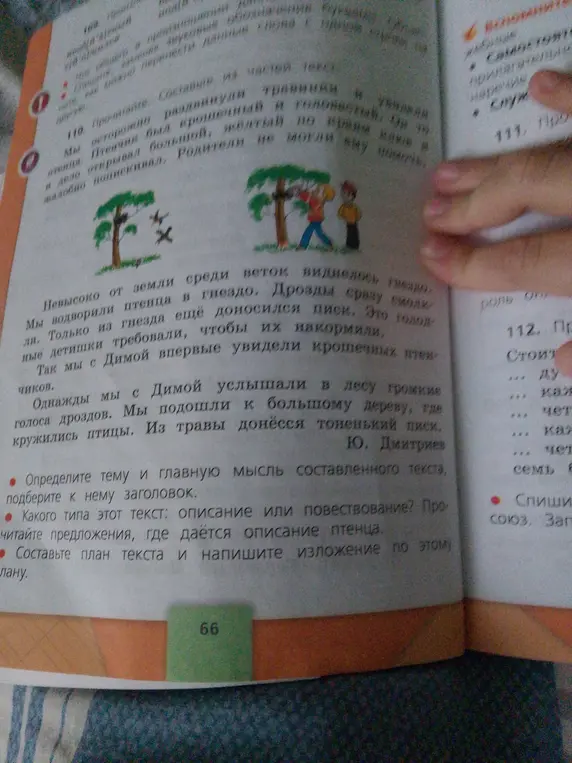 Определи тему, главную мысль текста, подбери к нему заголовок, определи тип текста, составь план текста и напиши изложение по этому плану.