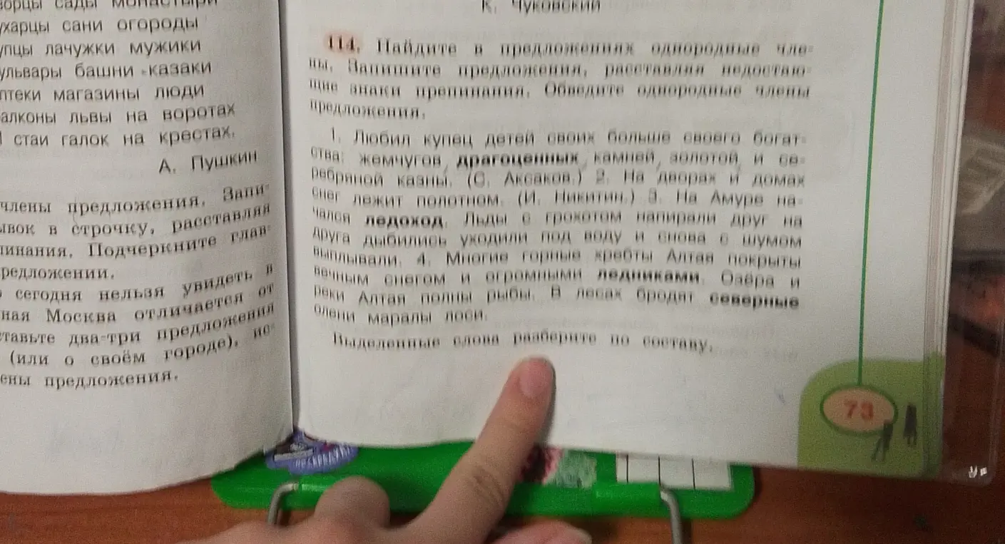 Найди в предложениях однородные члены, запиши предложения, расставляя недостающие знаки препинания, обведи однородные члены предложения.
