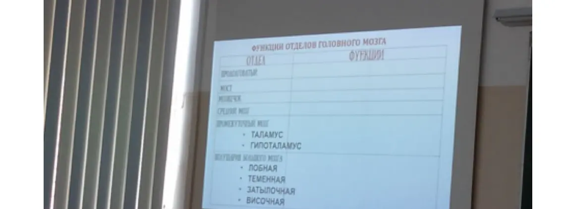 Заполни таблицу с отделами головного мозга и их функциями.