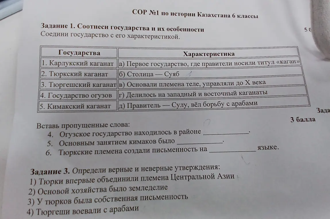 Соотнеси государства и их особенности; вставь пропущенные слова; определи верные и неверные утверждения.