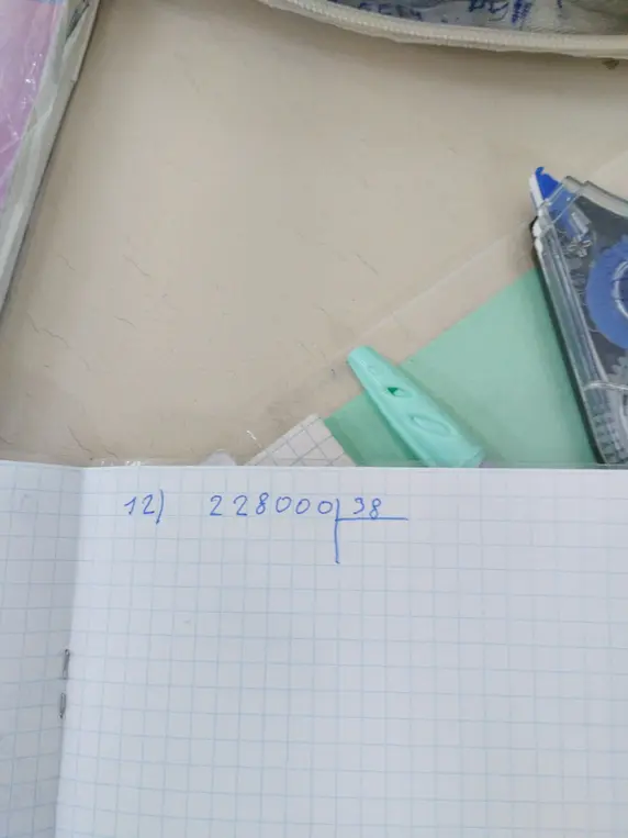 Выполни деление в столбик 228000 на 12