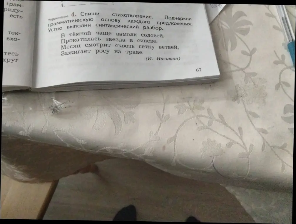 Спиши стихотворение, подчеркни грамматическую основу каждого предложения, выполни синтаксический разбор.