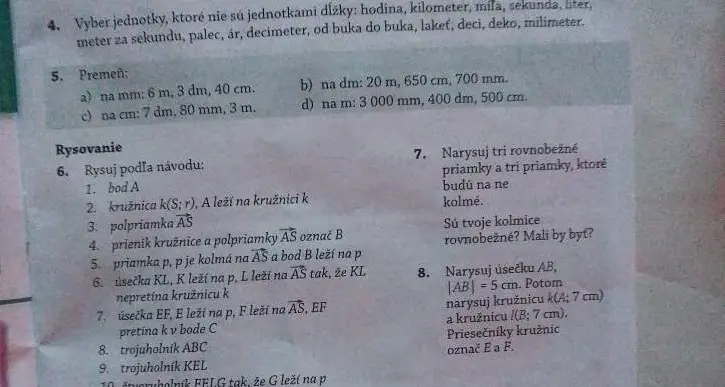 Преобразуй единицы измерения в заданные: a) в мм, b) в дм, c) в см, d) в м