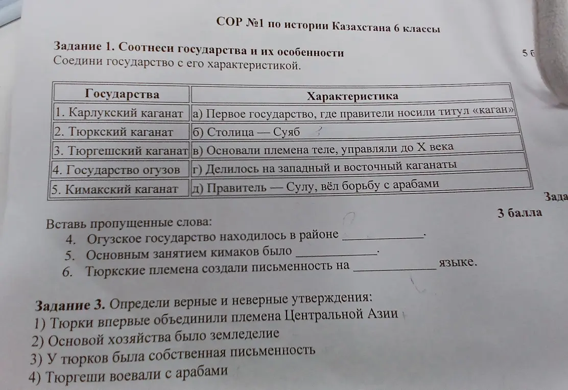 Соотнеси государства и их особенности, вставь пропущенные слова и определи верные и неверные утверждения.