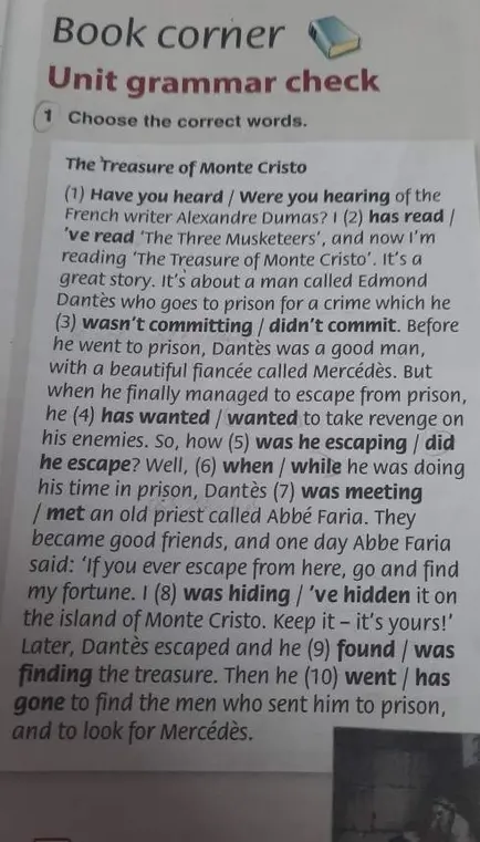 Выбери правильные слова в тексте 'The Treasure of Monte Cristo'.