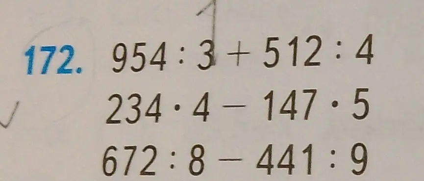 Вычисли 954:3+512:4