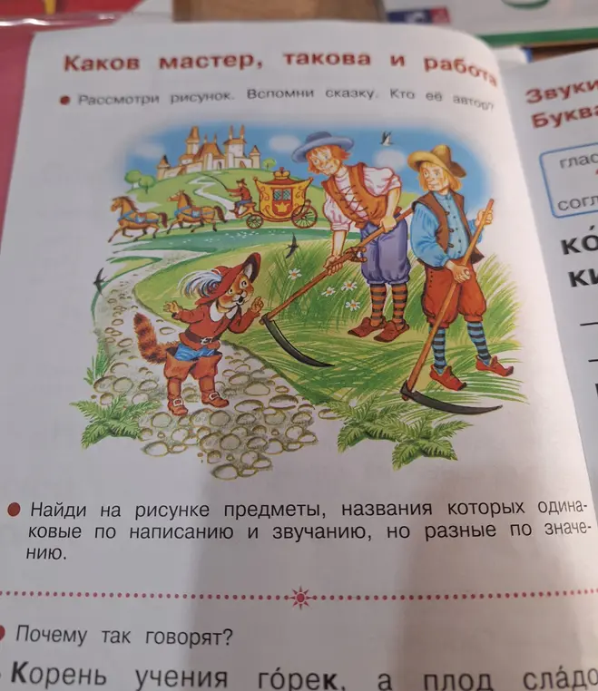 Найди на рисунке предметы, названия которых одинаковые по написанию и звучанию, но разные по значению.