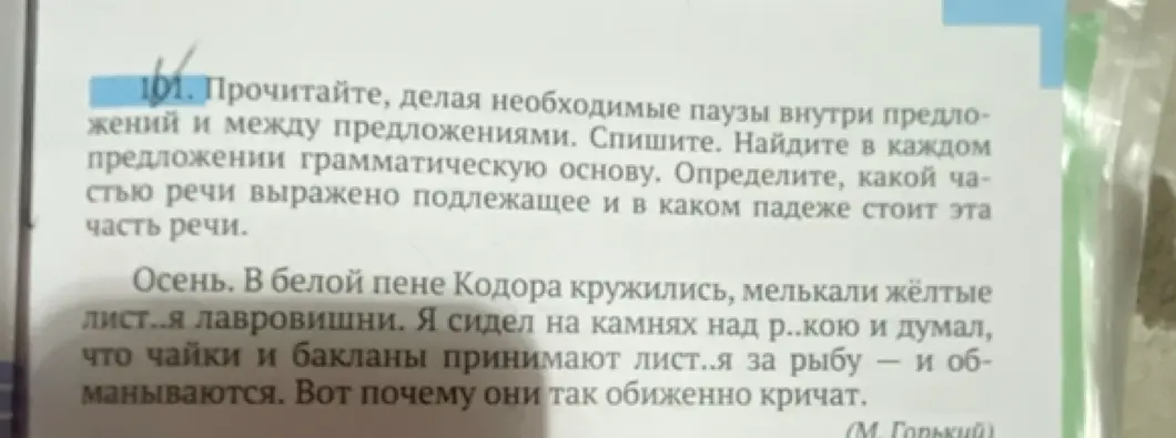 Прочитай текст, спиши, найди грамматическую основу, определи часть речи подлежащего и падеж.