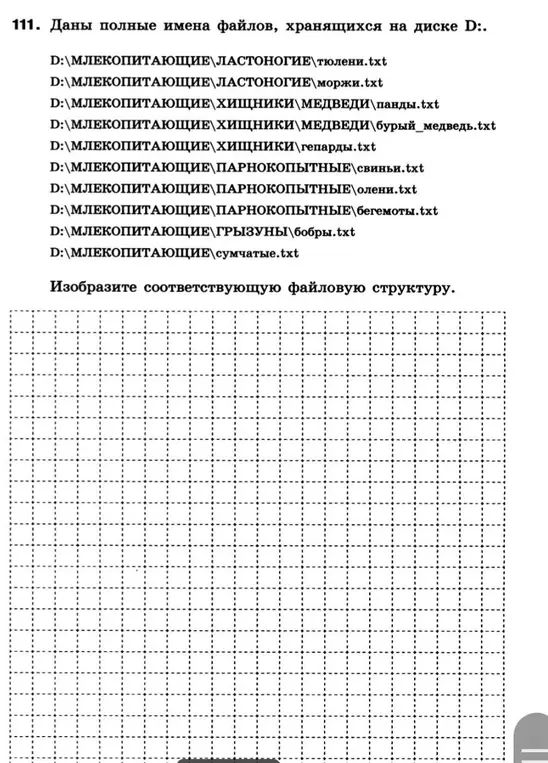 Изобрази соответствующую файловую структуру.