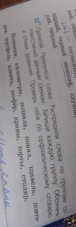 Распредели слова по группам соответственно данным схемам, запиши каждую группу и обозначь в словах ударение.