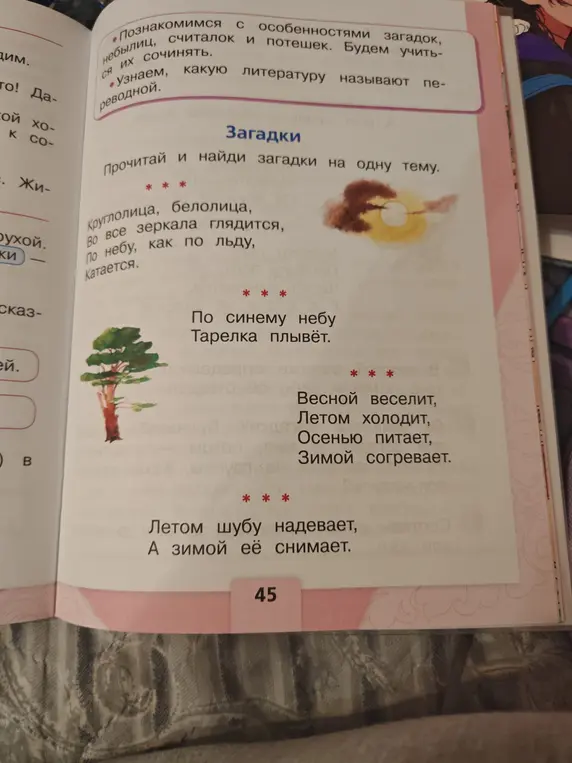 Прочитай и найди загадки на одну тему.