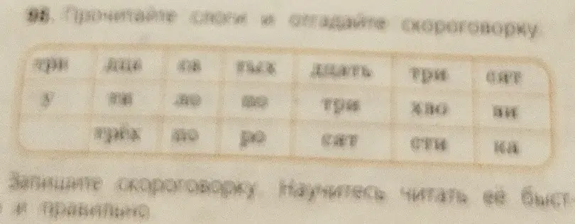 Прочитай слоги и отгадай скороговорку.