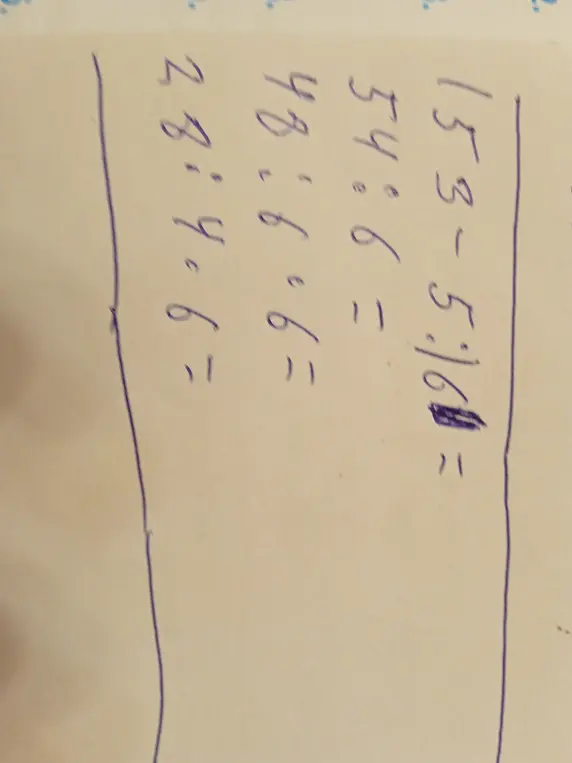Вычисли значения выражений: 153-5:16, 54:6, 48:6.6, 28:4.6.