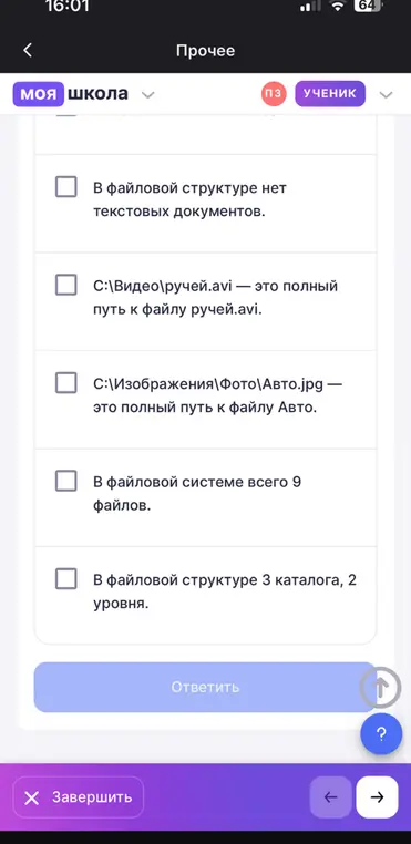 Рассмотри файловую систему и выбери верные утверждения.