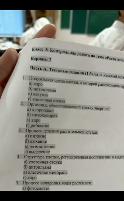 Ответь на тестовые задания.