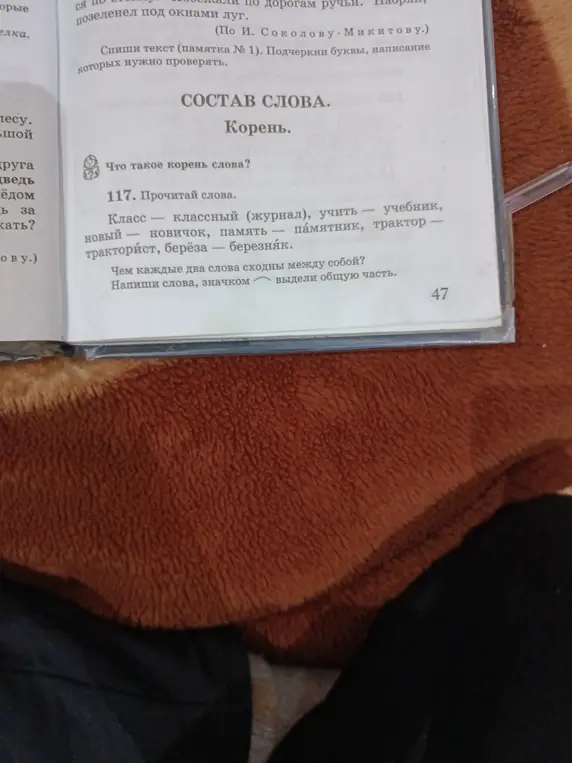 Прочитай слова и значком выдели общую часть.