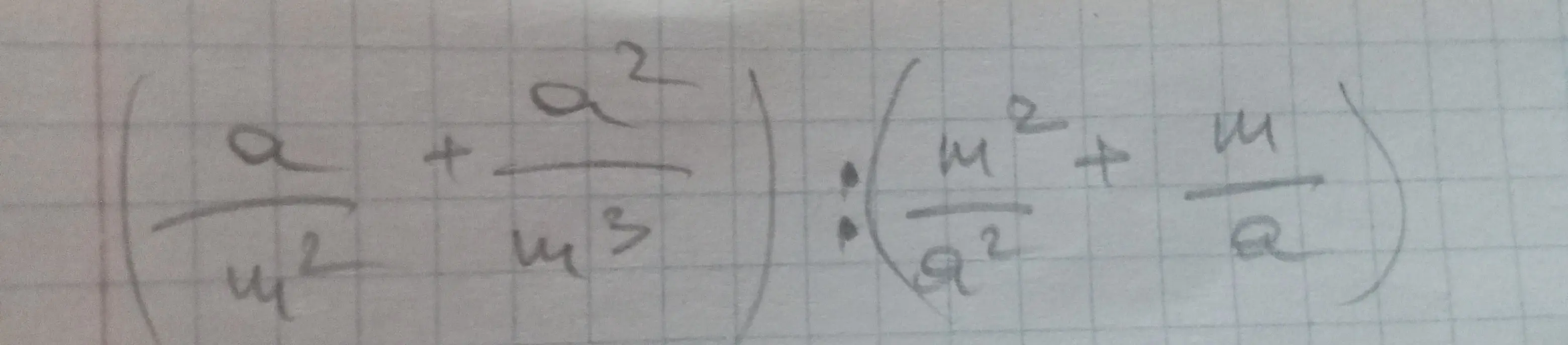 Упрости выражение (a/w^2 + a^2/w^3) : (m^2/a^2 + m/a)