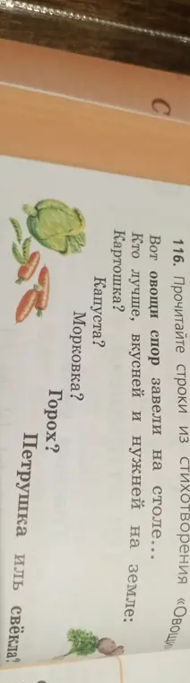 Прочитай строки из стихотворения «Овощи»