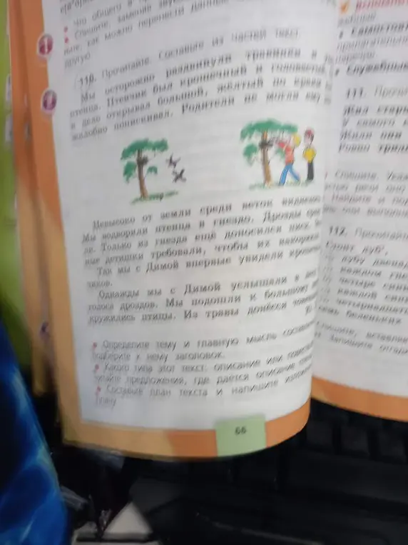 Определи тему и главную мысль текста, подбери к нему заголовок, определи тип текста и составь план.