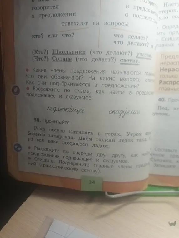 Прочитай. Подчеркни главные члены предложения (грамматическую основу).