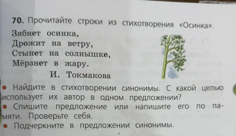 Найди в стихотворении синонимы и спиши предложение.