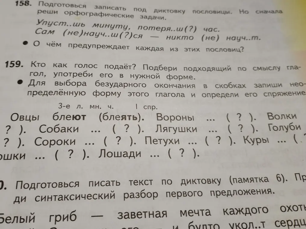 Ответь на вопросы и выполни упражнения 158, 159 и 160 по русскому языку.