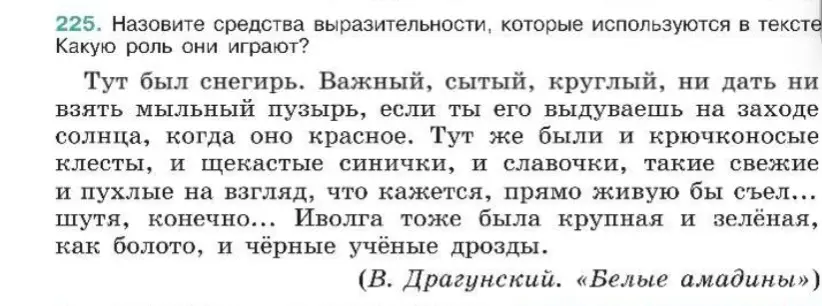Назови средства выразительности, которые используются в тексте, и укажи, какую роль они играют.