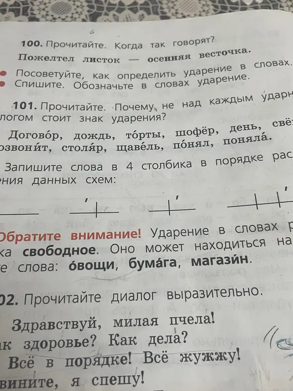 Запиши слова в 4 столбика в порядке расположения данных схем.