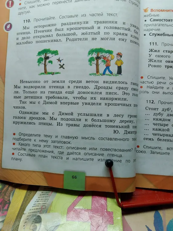 Определи тему и главную мысль составленного текста, подбери к нему заголовок, определи тип текста, составь план текста и напиши изложение по этому плану.