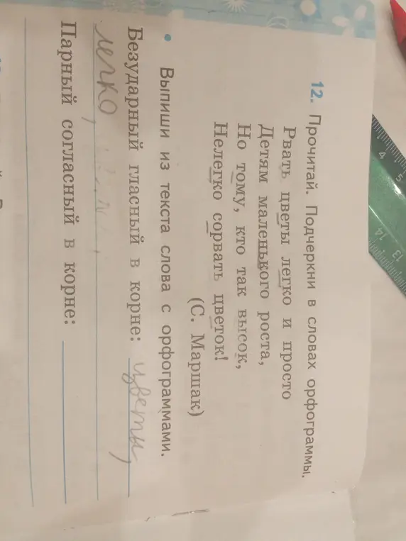 Выпиши из текста слова с орфограммами: безударный гласный в корне и парный согласный в корне.