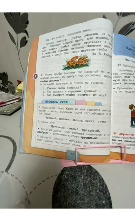 Прочитай текст про лисички, озаглавь его и ответь на вопросы. Выполни задания из раздела "Проверь себя".