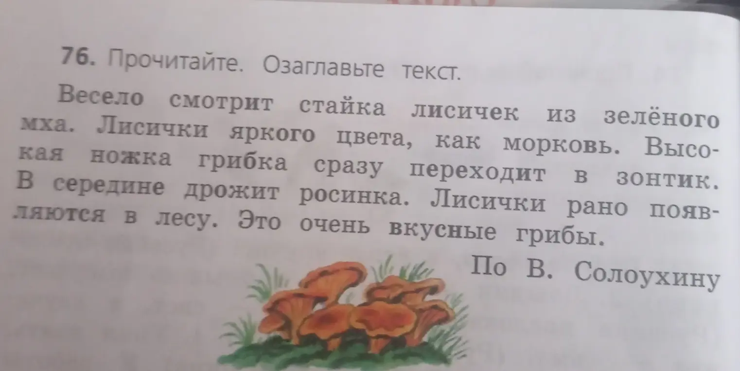Озаглавь текст про лисички.