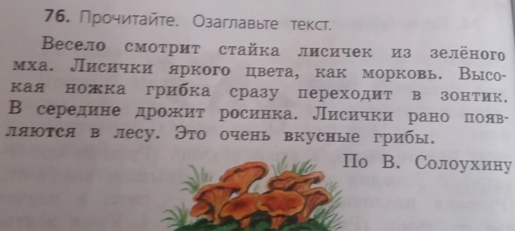 Озаглавь текст про лисичек.