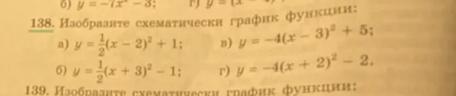 Изобрази схематически график функции:
a) y=(1/2)(x-2)^2 + 1