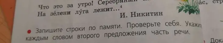 Укажи часть речи каждым словом второго предложения.