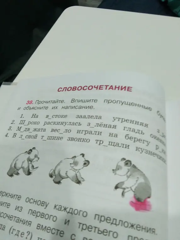 Прочитай и впиши пропущенные буквы в словосочетаниях, объясни их написание.