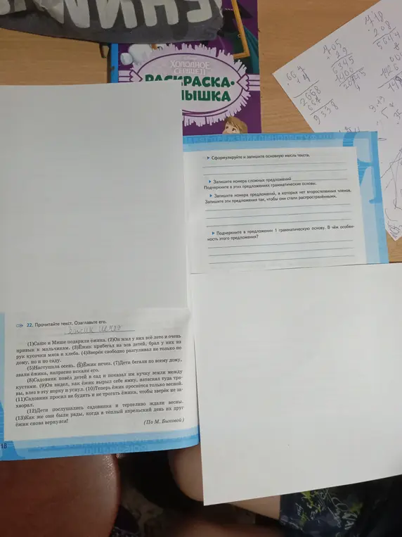 Прочитай текст и озаглавь его.
