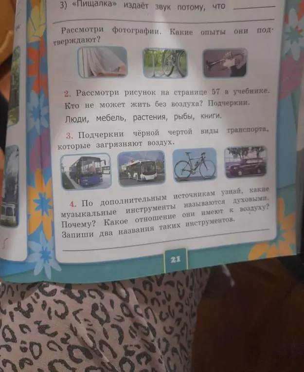 Проведи опыты и запиши выводы: полоски бумаги движутся, воздушный шарик упругий, «Пищалка» издаёт звук.