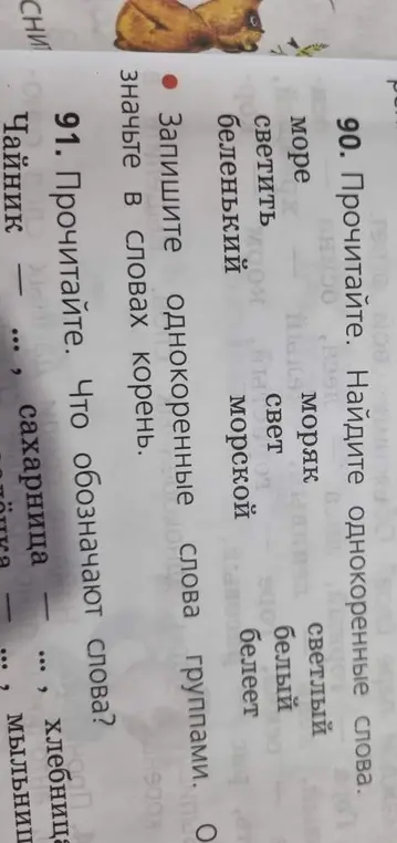 Запиши однокоренные слова группами и определи, что обозначают слова.