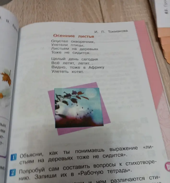 Объясни, как ты понимаешь выражение «Листьям на деревьях тоже не сидится»