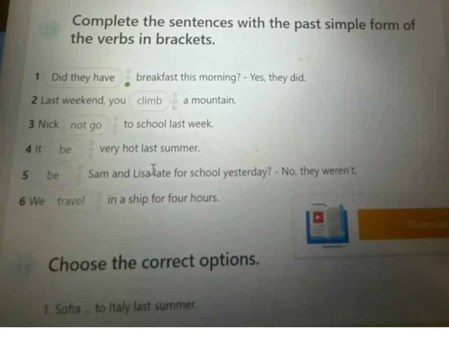 Заполни предложения, используя глаголы в Past Simple.