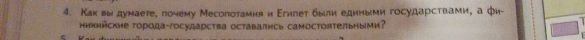 Объясни, почему Месопотамия и Египет были едиными государствами, а финикийские города-государства оставались самостоятельными.