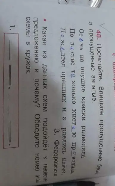 Определи, какая схема подойдёт к первому предложению и почему.