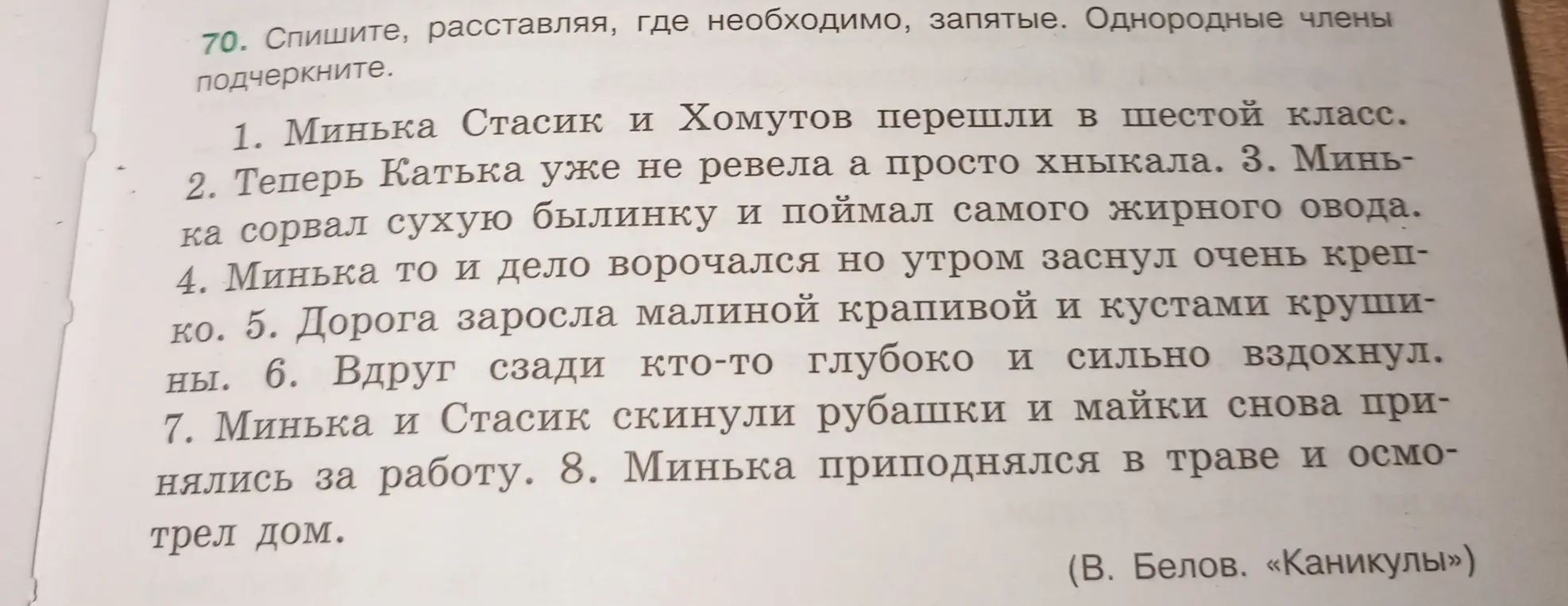 Спиши текст, расставляя, где необходимо, запятые. Однородные члены подчеркни.