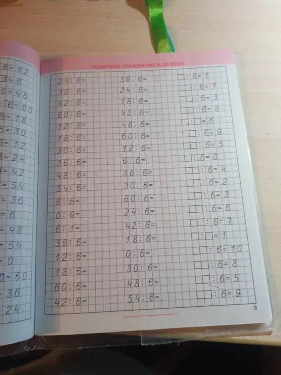 Заполни табличное умножение и деление.