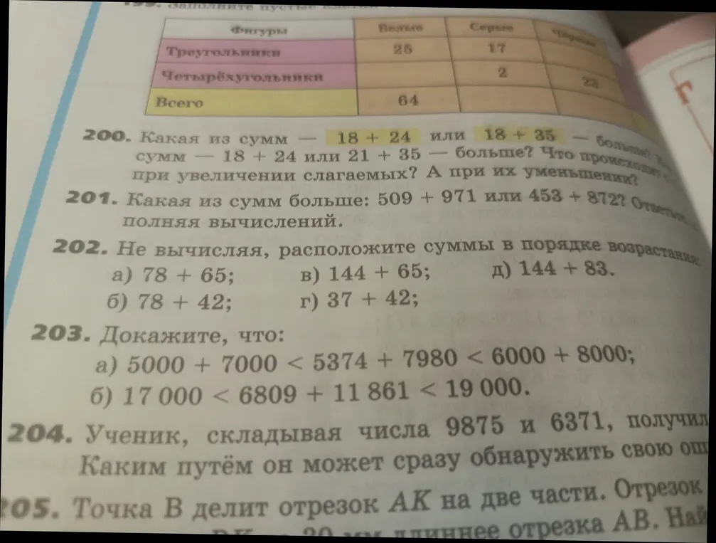 Ответь на вопросы: какая сумма больше, расположи суммы в порядке возрастания, докажи что неравенство верно.