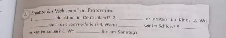 Дополни глагол sein в Präteritum.