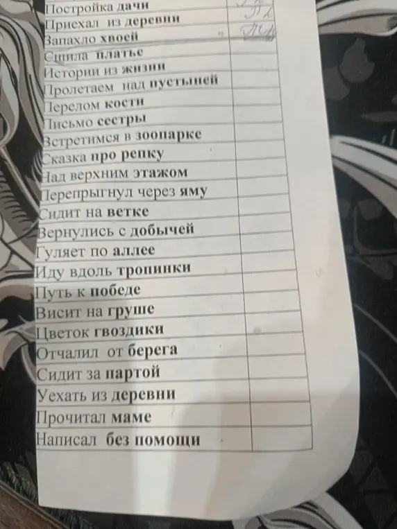 Подпиши падежи для фраз.